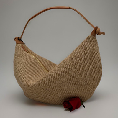 AUTH NWT $795 Mansur Gavriel Fortune Zip Top Raffia Hobo In Natural