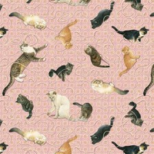 Feline Drive Fabric SOPHISTI-CATS Cats Playing with Yarn Sold by the Yard