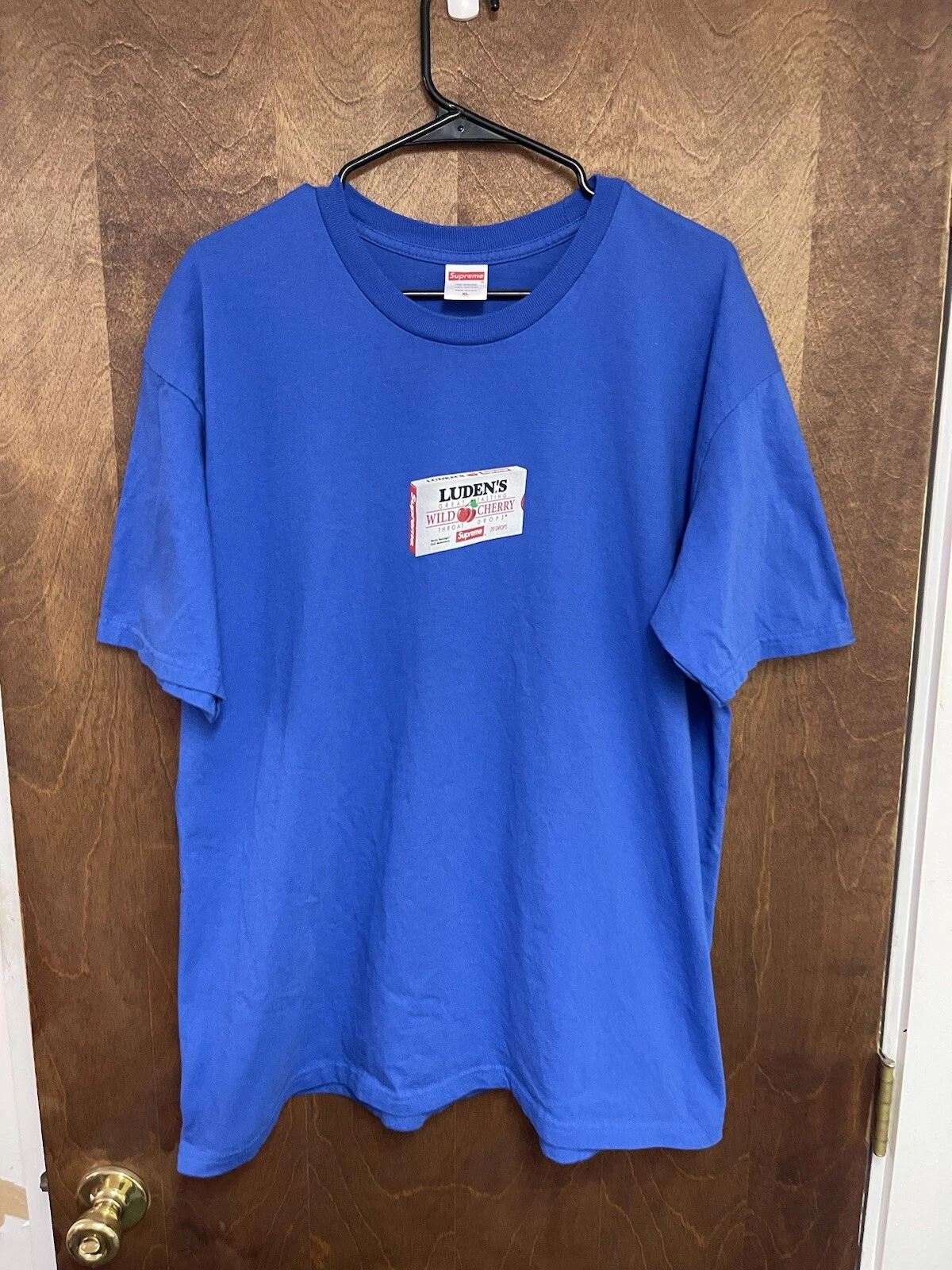 Supreme Ludens T Shirt Homme XL Bleu Royal Cerise Graphique Toux Goutte 