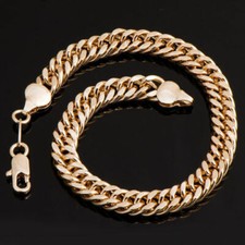 Bracelet doré champagne pour homme maille américaine 21cm large 7mm neuve. 