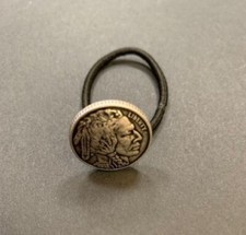 Concho-Style Hair Elastic Tie with Indian Head Nickel Design 28043