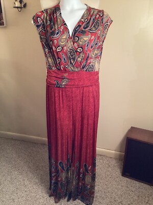 Jumpsuit, J&W, XXL, Cap Sleeves, V-Neck, Elastic B/Waistband, 65% Silk, 35% Poly