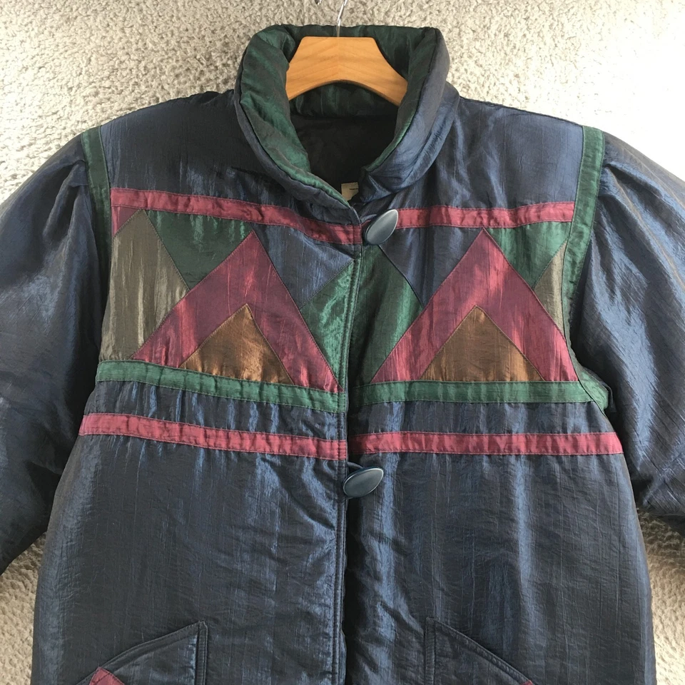 Chaqueta Abrigo Largo John Weitz Mujer Mediana Multicolor Azul Cuello Botón Delantero Foto 2 de 4