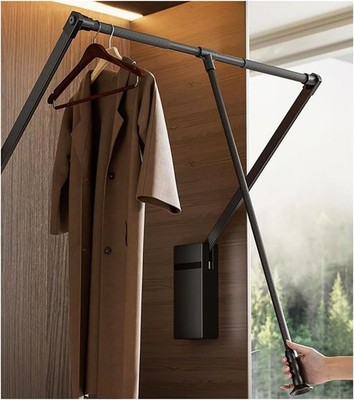 Pengfei Pull Down Closet Rod Adjustable 26 35  Heavy Duty Wardrobe Hanger