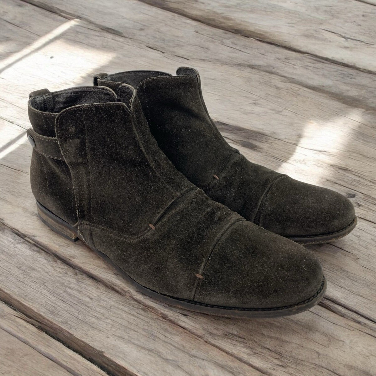 John Varvatos Men’s 11.5 Chukka Boots Taupe Gray Suede Lace‎ Up Tire Tread S5 Javier Taupe Calf Suede Men main image 4