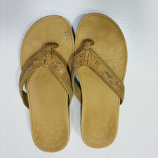 Vionic Women Size 8 High Tide Gold/Beige Wedge Flip Flop Type Sandal Comfy