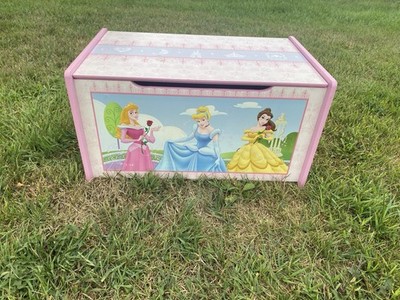 Vintage Y2K 2008 Disney Princess Pink Wood Large Toy Box Toy Chest