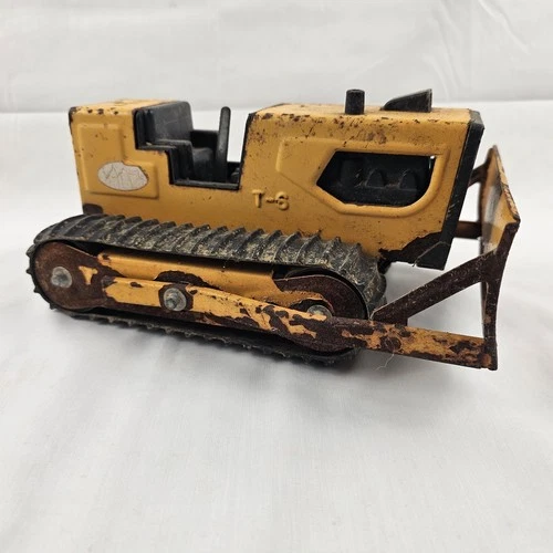 Vintage Tonka T-6 Pressed Steel Bulldozer Tractor 9" On Tracks