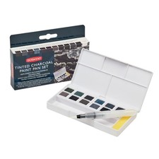 Derwent Tinted Charcoal Paint Pan Set 12 Paints Professional Quality Water