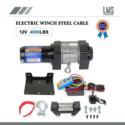 12V 4000LBS Electric Winch Steel Cable Truck Trailer Towing Off Road 4WD