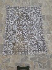 Vintage Beautiful Hand Embroidered Linen Lace Table Cloth 190x147 Cm