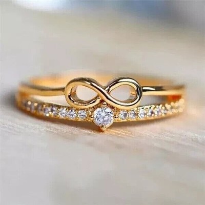 2Ct Round Cut Simulated Diamond Wedding Infinity Ring In 14k Yellow Gold Plated