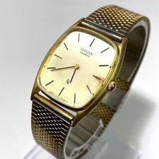 Citizen Vintage Quartz Dress Watch Gold 1980s 28mm Case Wrist 17cm