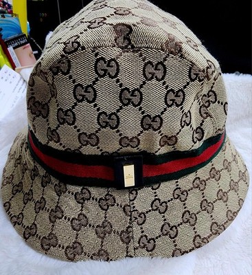Gucci GG Logo Bucket Hat Beige Brown Red Green Stripe Women Canvas