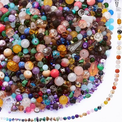 Sureio 1300 Pcs Assorted Glass Beads for Jewelry Making, Small, Colorful 