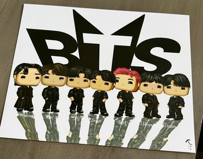 BTS Jin, Suga, J-Hope, RM, Jimin, V, and Jung Kook Funko Style print