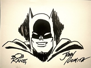 John Romita Sr Original Art Sketch Bob Kane Signed