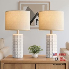 23" Modern Ceramic Table Lamps Set of 2 - Table Lamps for Living room, A. White