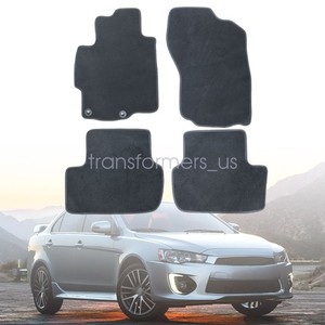Black Nylon Floor Mats For 2008-2017 Mitsubishi Lancer – Front & Rear Set (4PCS), Anti-Slip Backing