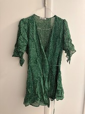 Reformation 100% viscose green daisy wrap dress