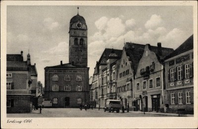 Postcard Erding in Upper Bavaria, street section with a view of the... - 10083349
