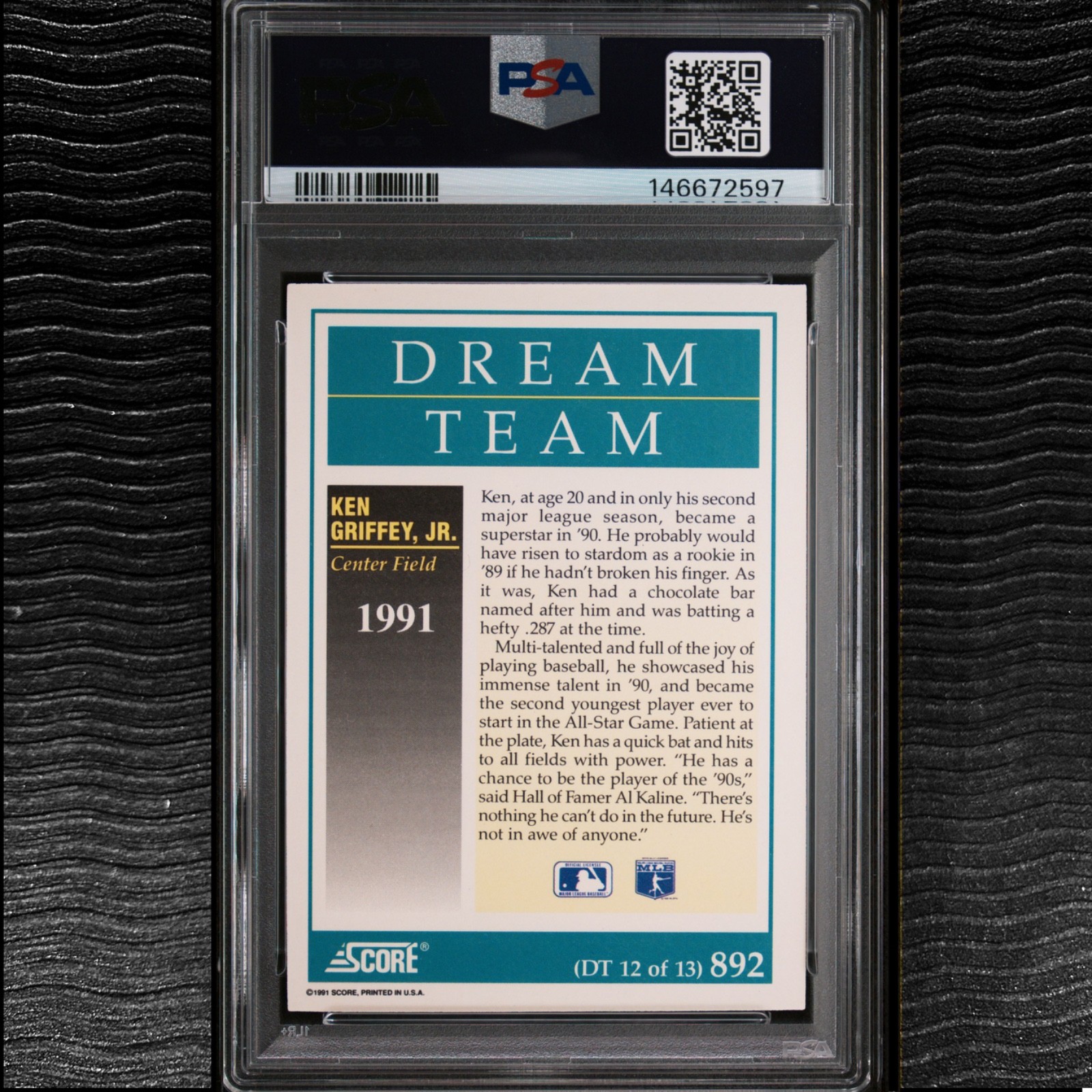 1991 Score #892 KEN GRIFFEY JR. PSA 9 Mint DREAM TEAM view 2