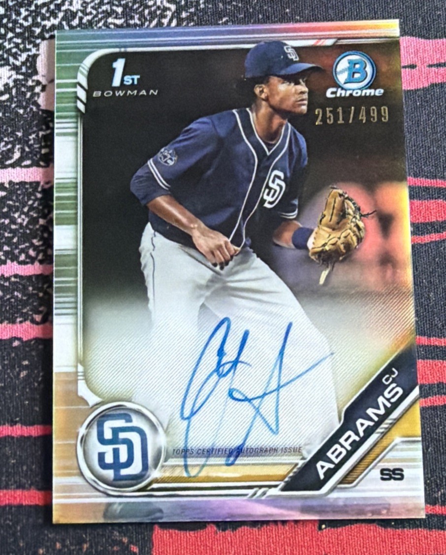 2019 Bowman Chrome CJ Abrams 1st Rookie RC Auto Autograph Refractor /499 Nats SP