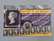 2020 POBJOY Mint Penny Black Stamp 50p Coin World’s First Pearl Black Finish NEW