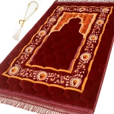 Prayer Rug Muslim Mat Islamic - Padded Very Thick Prayer Rug Sajadah for Men ...