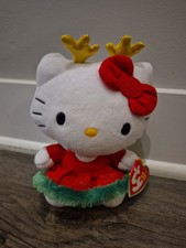 New with Tags Hello Kitty Ty beanie Christmas Xmas reindeer in red dress 2014