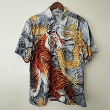WACKO MARIA The Guilty Parties Tiger Dragon Loop Collar Button Up Shirt Mens L