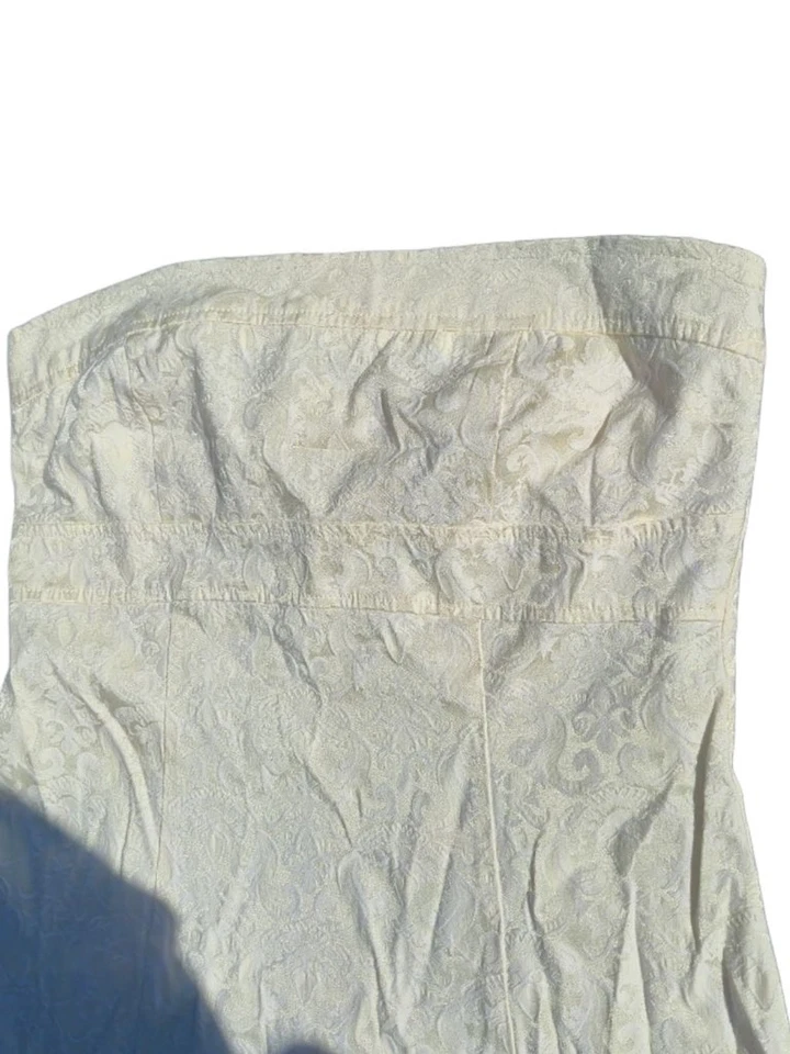 Mini vestido romântico vintage Y2K branco jacquard sem alças B. Darlin tamanho 11/12 - Imagem 4 de 4