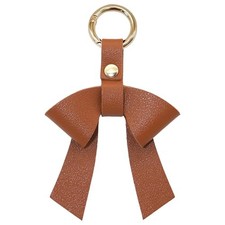 Leather Bow Keychain for Car Keys Bag Handbag Purse Thanks Gift,Elegant Brown