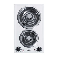 Summit CCE225WH 12" Electric Radiant Cooktop w/ (2) Spiral Burners, Manual Co...