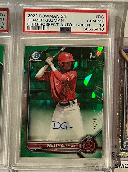 2022 Bowman Chrome Denzer Guzman 1st Green Sapphire Auto /50 PSA 10/10 J44