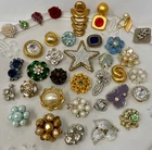 Lot Vtg Costume Jewelry Single Earrings Clip On Craft Repurpose Rhinestone A1