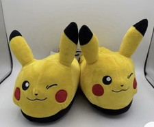 Pikachu Pok mon Plush Slip-On Slippers Yellow Unisex Kids Flat Casual