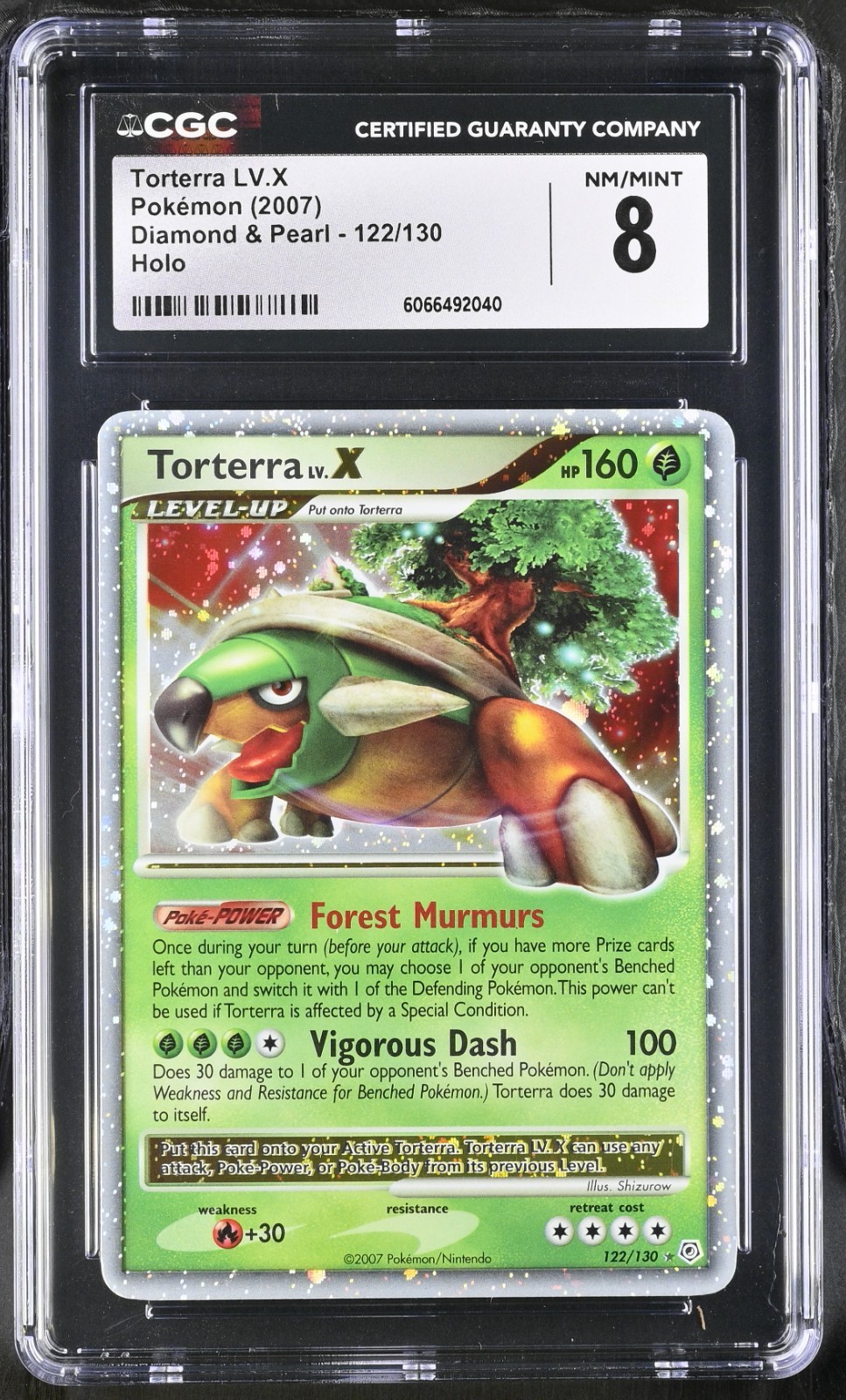 Torterra LV.X 122/130 Diamond and Pearl Holo CGC 8 NM Pokemon Card