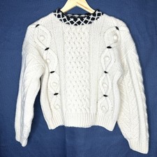 Vintage 80s Esprit Sport wool cable knit mock neck Chunky Fisherman sweater, M
