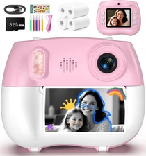 Kids Instant Print Camera Selfie Function - Front Rear Dual Kid Camera with 1080