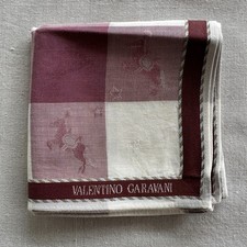 Vintage Handkerchief Check Dark Red Fabric Woven Equestrian Pocket Square 17"