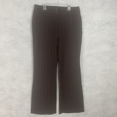 My Michelle Vintage 90s Y2K Dress Pants Womens Sz 11/12 Brown Wide Leg Pinstripe