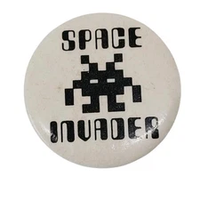 1980s Space Invaders Game Metal Pinback Button 1.5" Retro Original Advertising 