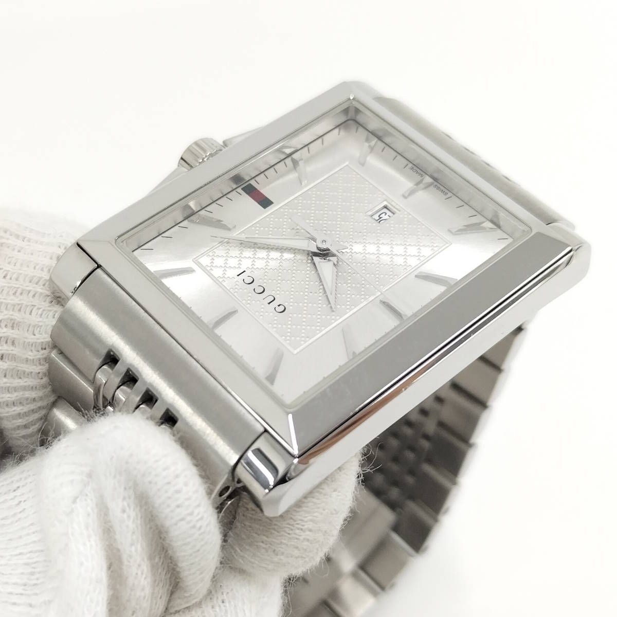 GUCCI G Timeless Rectangular Watch Quartz SS Silv… - image 7