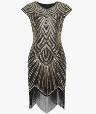 Women's Flapper Dresses 1920s Beaded Fringed Great Gatsby Dress
