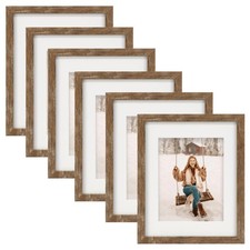 8x10 Picture Frames Set of 6 Rustic Wood Grain Photo Frame for Gallery Wall M...