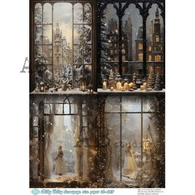 Christmas Window #867 | A4 Rice Paper | Paper for Decoupage | AB Studios