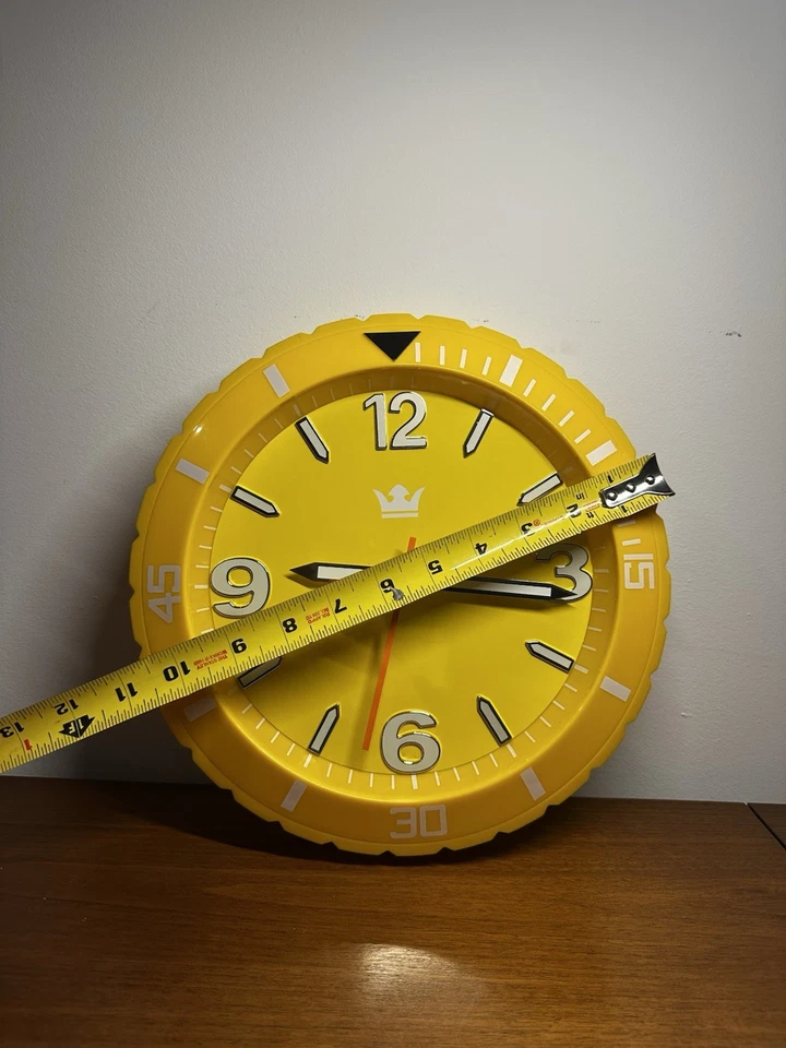 "Reloj de pared de cuarzo Sempre vintage raro - amarillo retro 11"" hecho en Alemania MCM" Foto 3 de 4