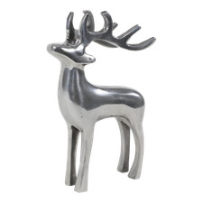 Deko Figur Hirsch stehend Aluminium poliert 13 x 8 x 20 cm HirschfigurTierfigur