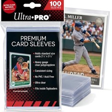 Card Sleeves 100 Pack Standard Size Clear Plastic Protect Sports Baseball Foo...